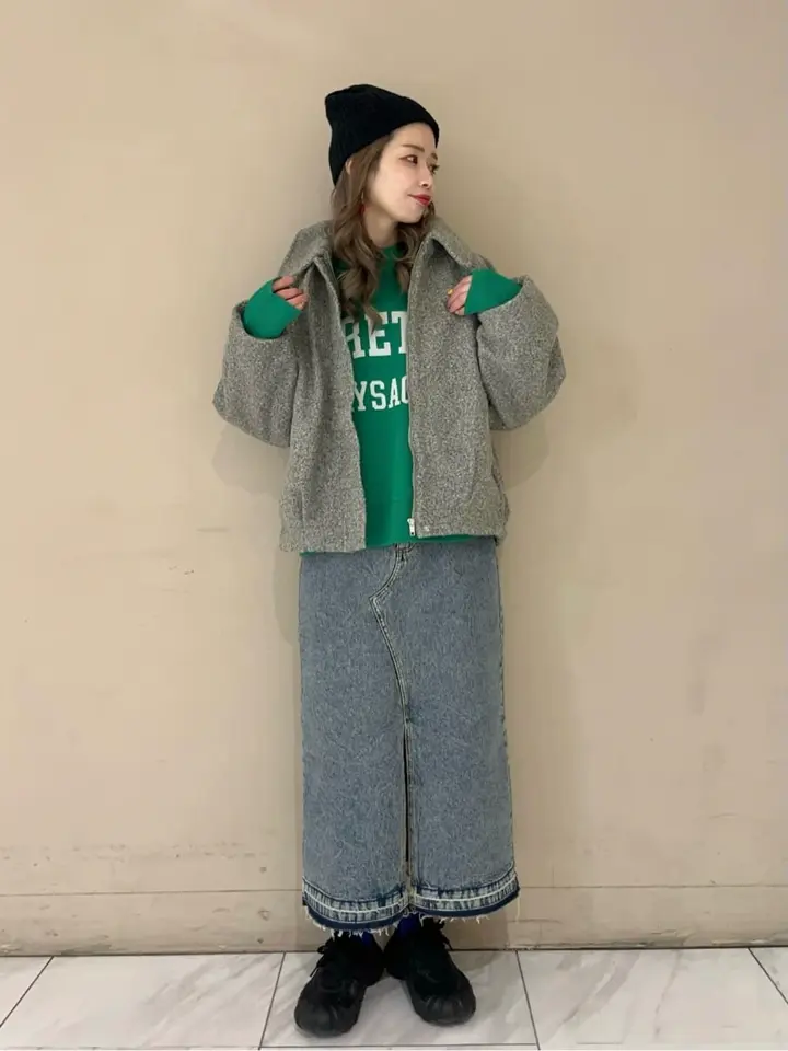 フロントスリットデニムロングスカート/Green Parks（グリーン