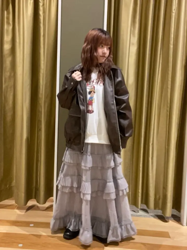 ELENCARE DUE プリーツフリルシアースカート/Green Parks（グリーン