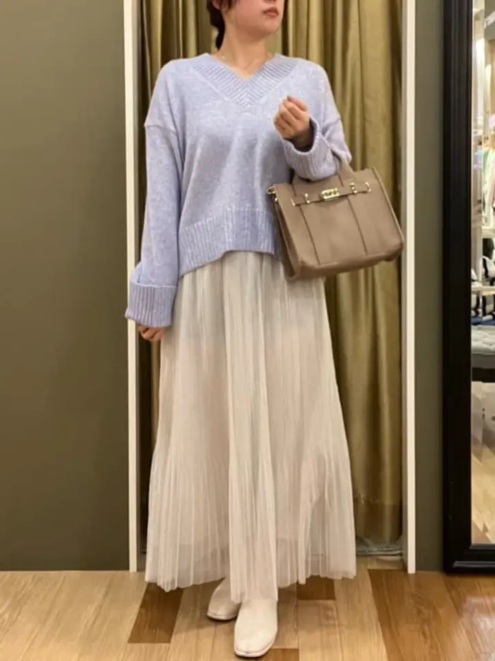 ラメVネックコンパクトニットプルオーバー/Green Parks（グリーン