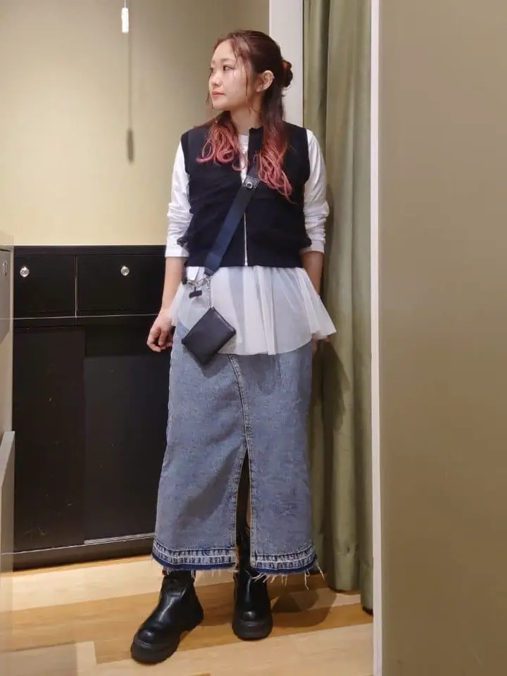 フロントスリットデニムロングスカート/Green Parks（グリーン