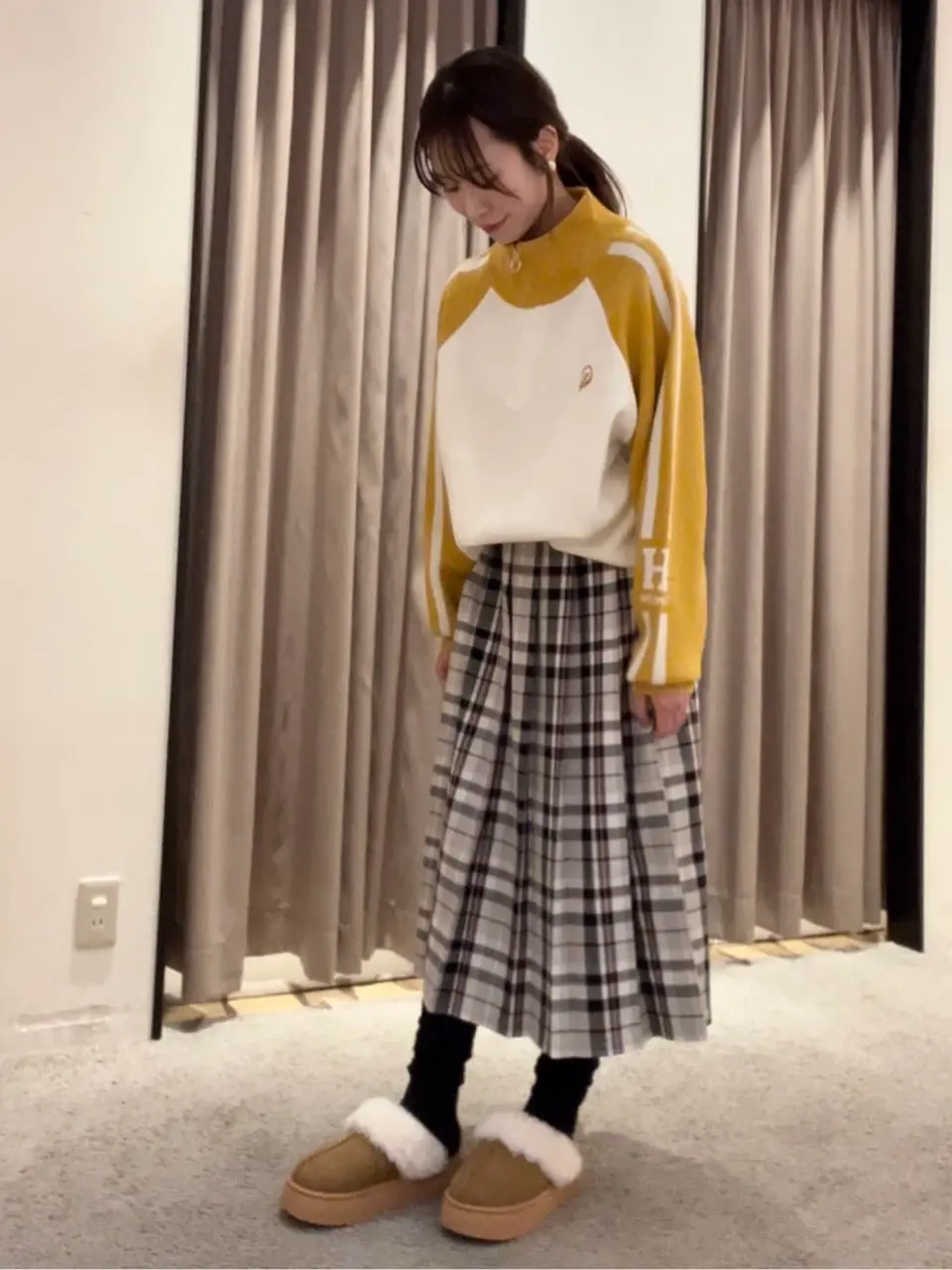 ワイドプリーツチェックスカート/Green Parks（グリーン パークス）の