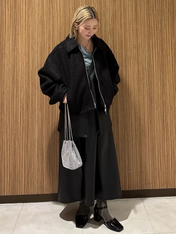 AMBIENT♡ウールブークレジャケット♡ブラックミックス♡完売品♡アンビエント ELENCARE DUE ブークレW-ZIPブルゾン/Green Parks（グリーン パークス