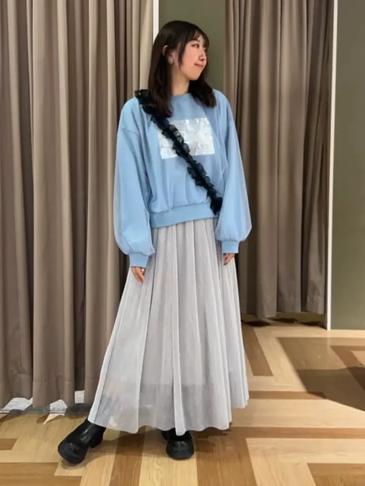 箔プリントチュール重ねプルオーバー/Green Parks（グリーン パークス