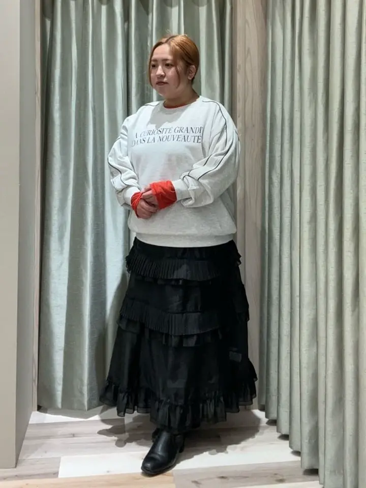 ELENCARE DUE プリーツフリルシアースカート/Green Parks（グリーン