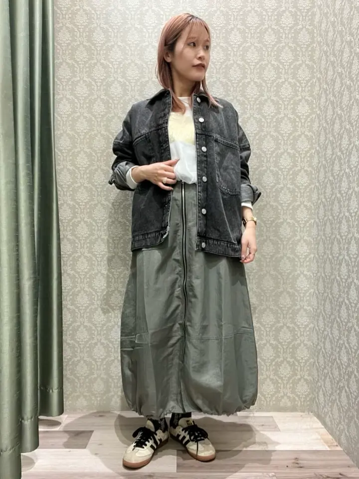 新品❤️CPG スリット入りグリーンスカート フロントZipコクーンスカート/Green Parks（グリーン パークス）の