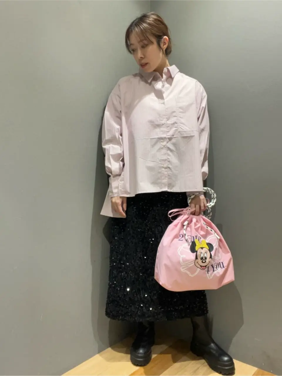 ミッキー＆フレンズ/刺繍巾着トート/Green Parks（グリーン パークス