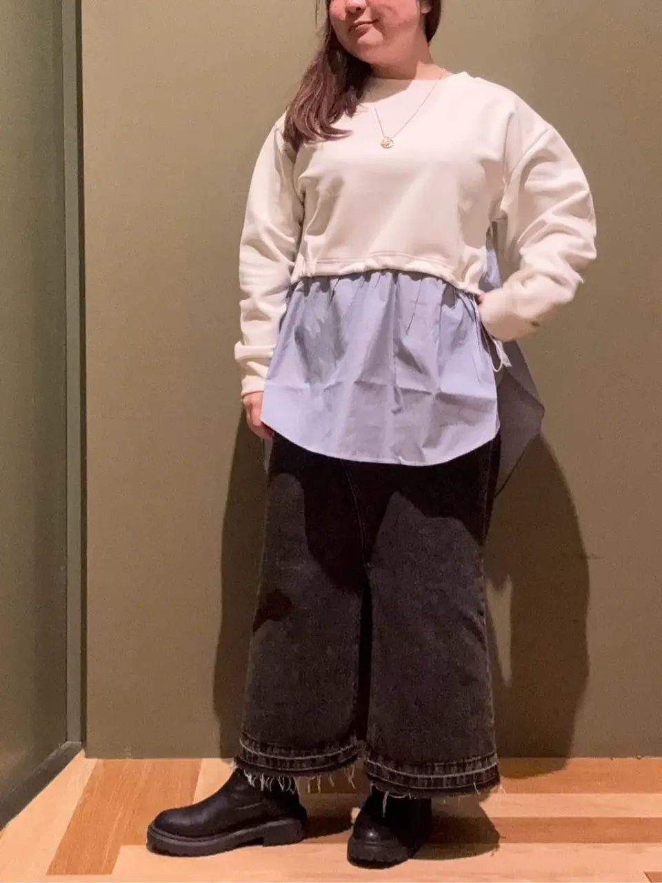 フロントスリットデニムロングスカート/Green Parks（グリーン