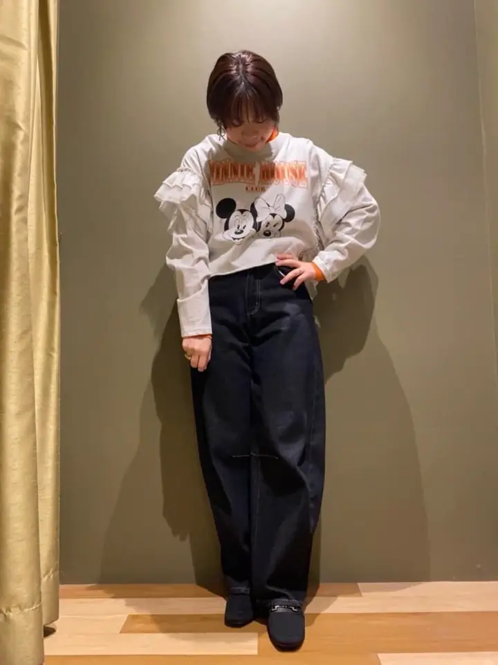 ミッキー＆フレンズ/袖フリルショート丈TEE/Green Parks（グリーン