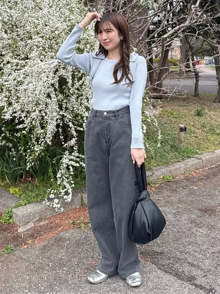 DOUBLE FLAGS サイドリボン刺繍デニム/Green Parks（グリーン パークス