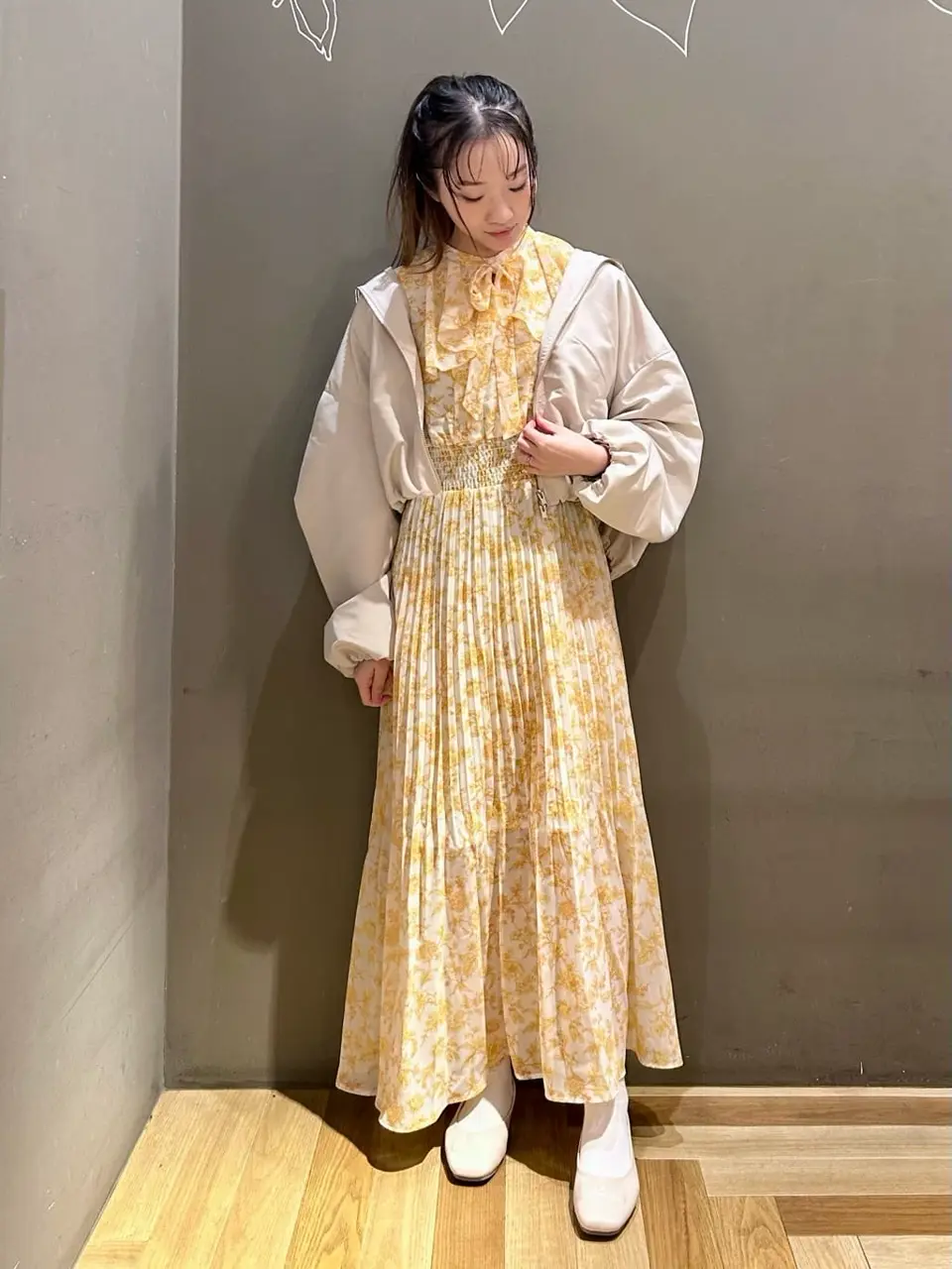 dazzlin フレンチスリーブ花柄ワンピース/Green Parks（グリーン