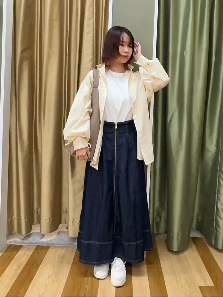 フロントZIPデニムスカート/earth music&ecology（アース ミュージック