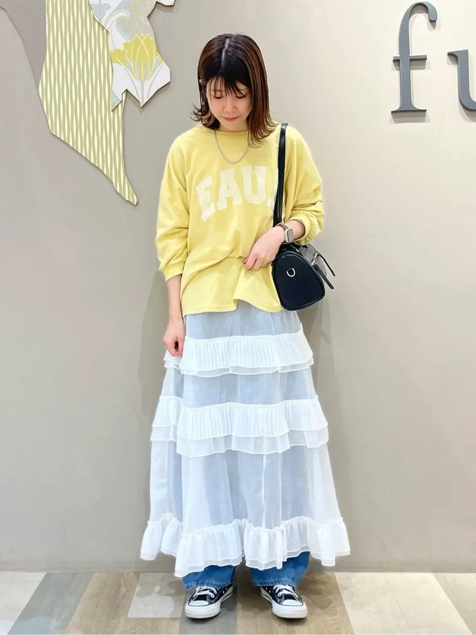 ELENCARE DUE プリーツフリルシアースカート/Green Parks（グリーン