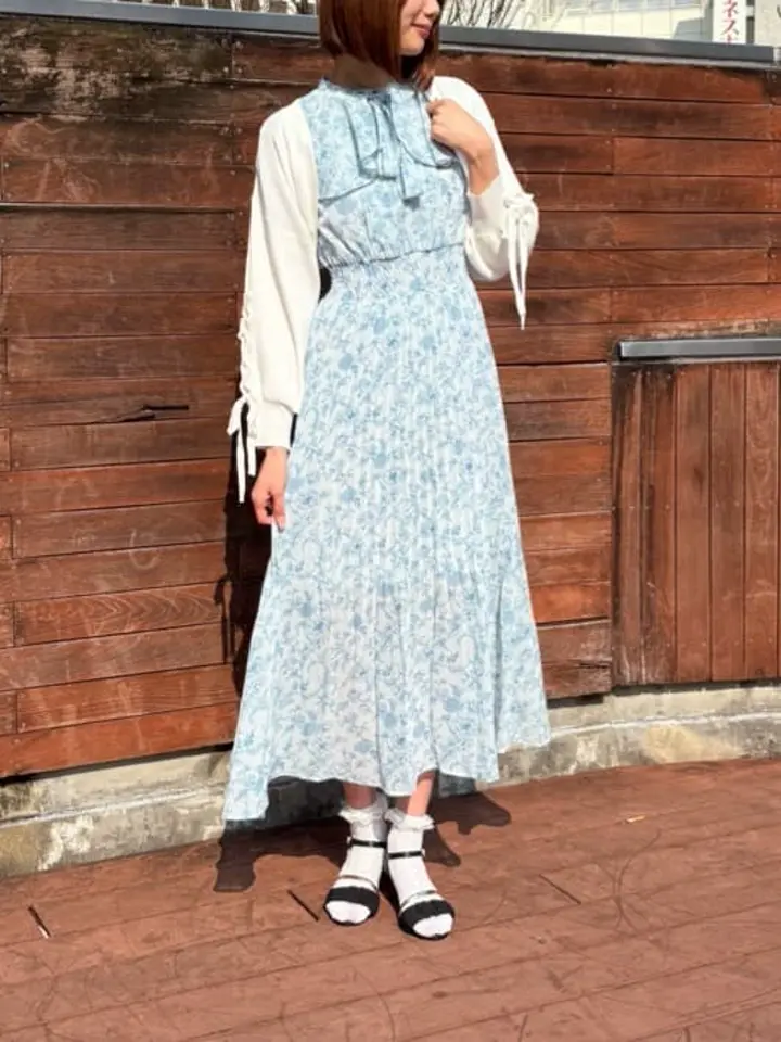 dazzlin フレンチスリーブ花柄ワンピース/Green Parks（グリーン