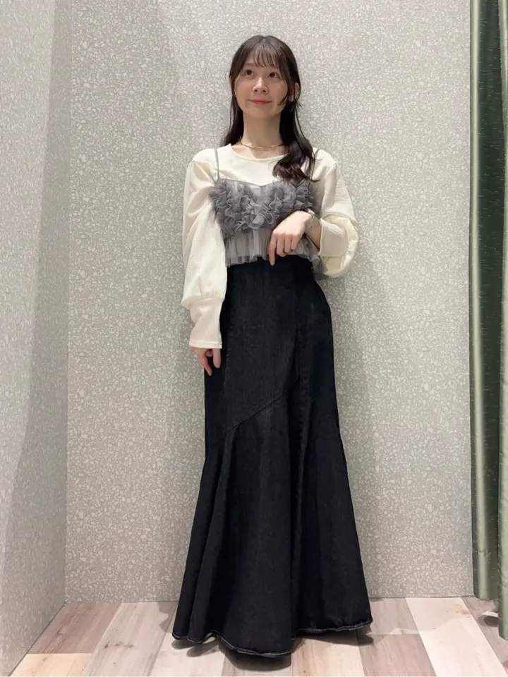 SET2点チュールビスチェ+表面感プルオーバー/Green Parks（グリーン