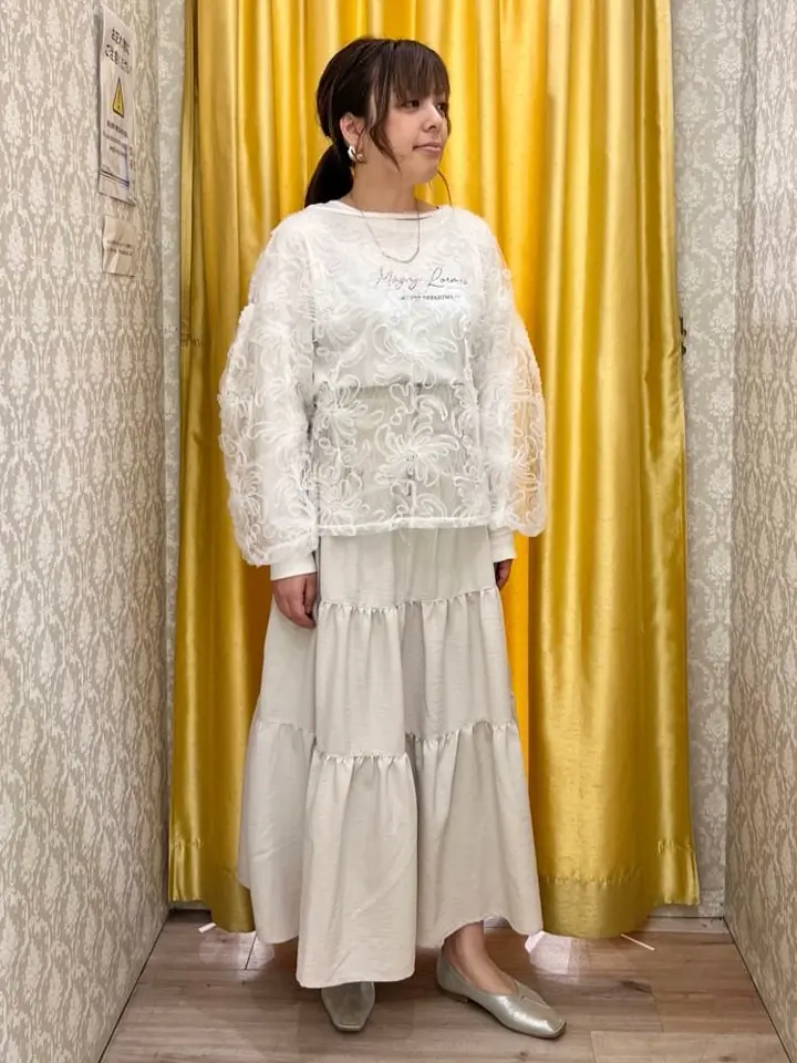 ELENCARE DUE リネンライクティアードスカート/Green Parks（グリーン