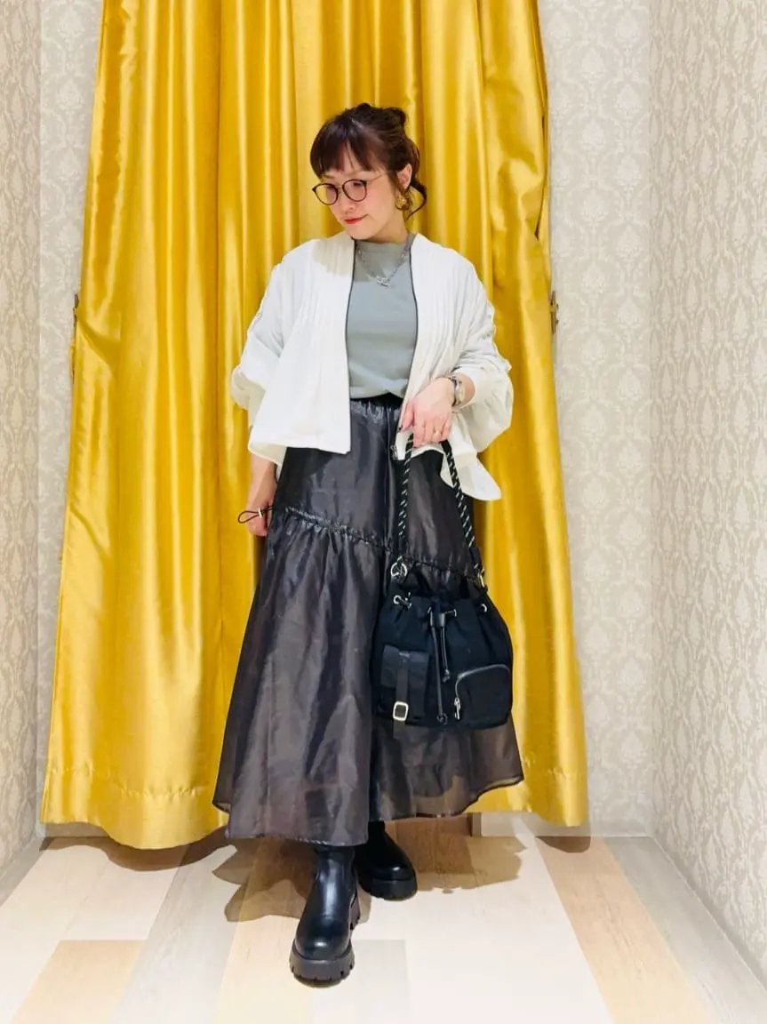 シアーシャイニードロストティアードスカート/Green Parks（グリーン