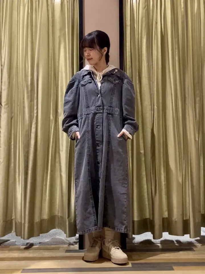 □ESCAR ボリュームスリーブデニムワンピース/Green Parks（グリーン