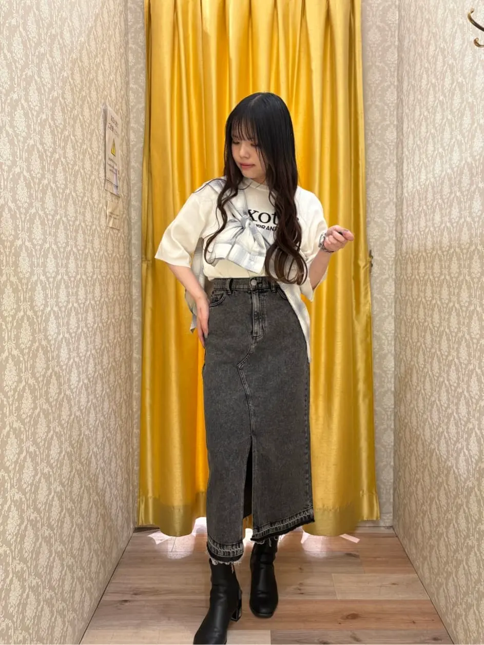 フロントスリットデニムロングスカート/Green Parks（グリーン