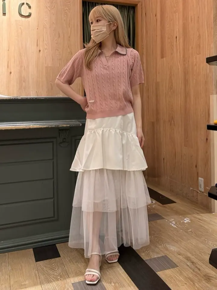 dazzlin ツイルチュールレイヤードスカート/Green Parks（グリーン