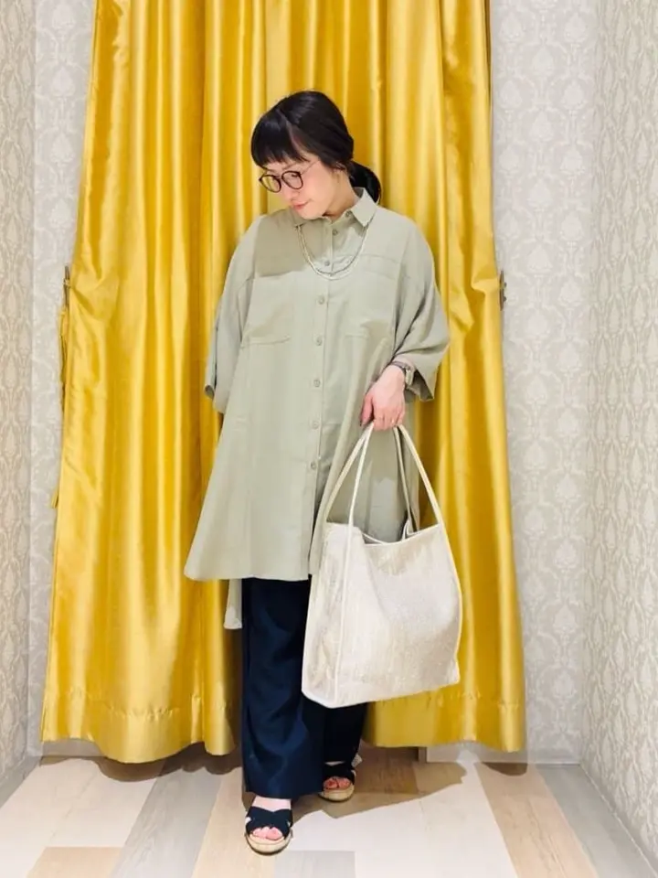 7分袖ミディ丈シャツワンピース/Green Parks（グリーン パークス）の