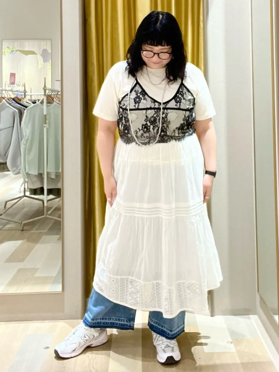 インド綿 裾レースティアードスカート/Green Parks（グリーン パークス