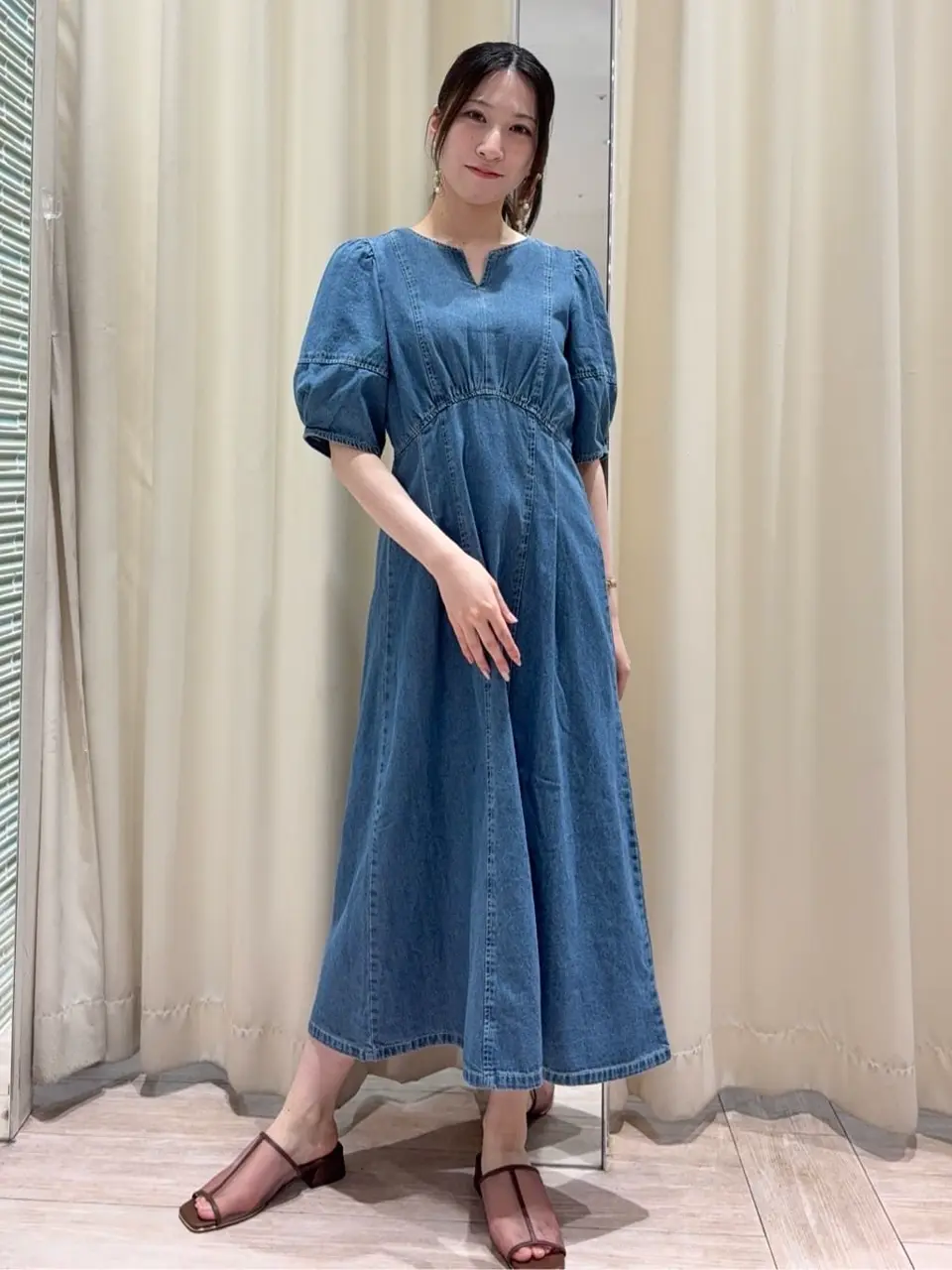 ELENCARE DUE デニム5分袖ワンピース/Green Parks（グリーン パークス