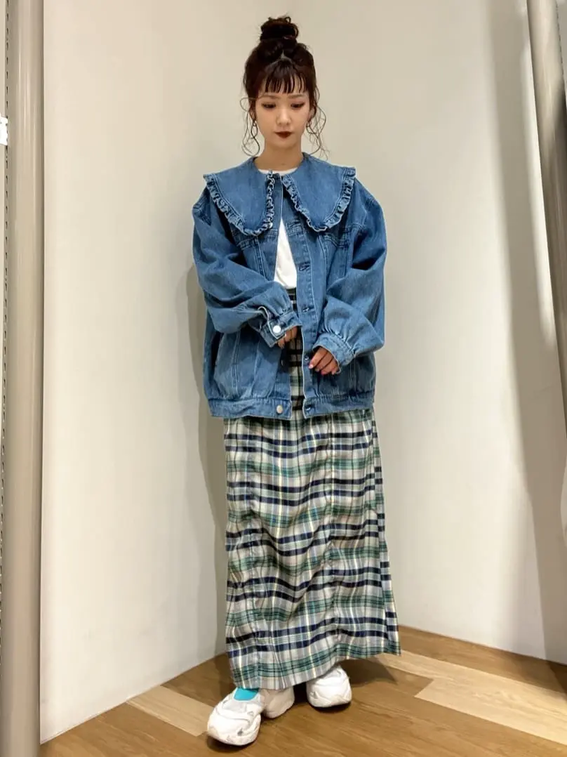 ≪USED≫チェック柄シャーリングIラインスカート/Green Parks