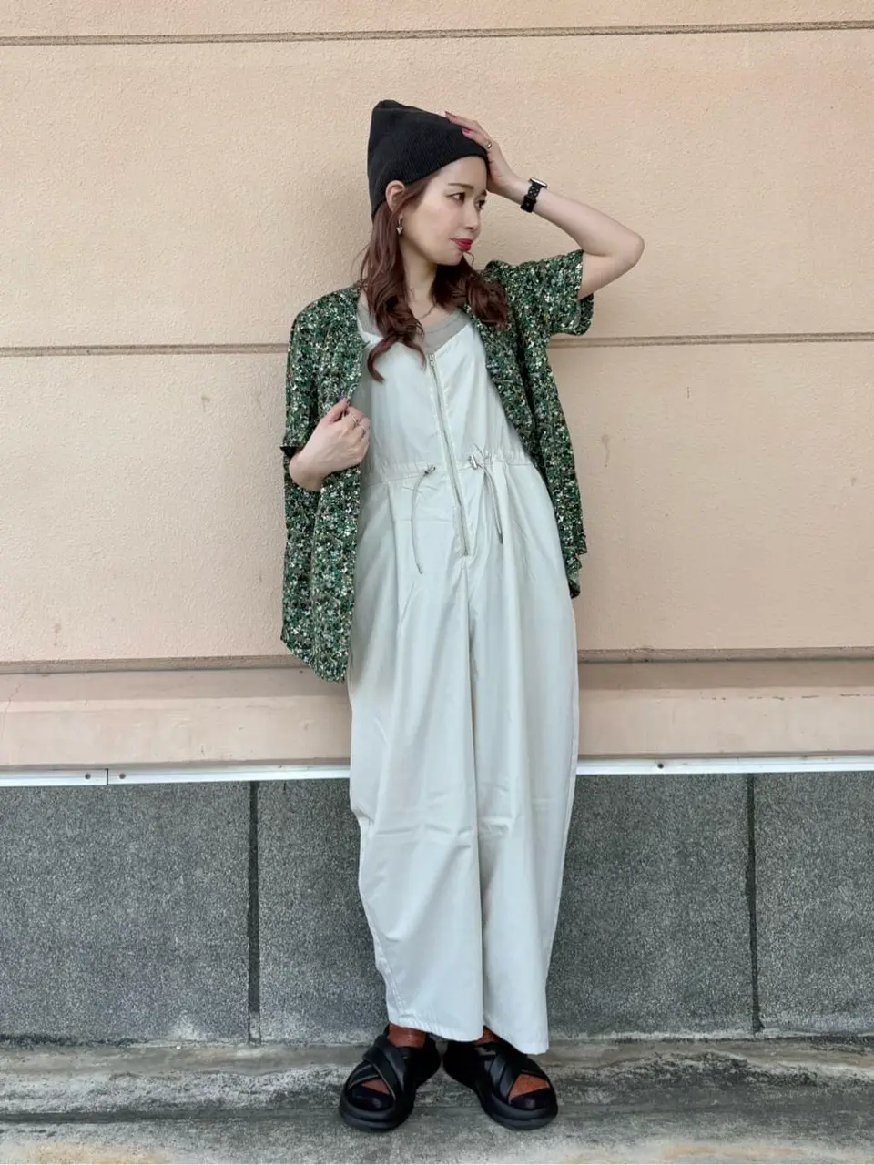 ZIP付きドロストコクーンサロペット/Green Parks（グリーン パークス