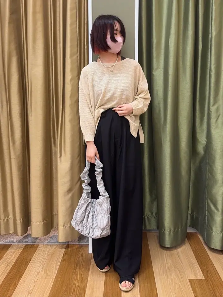 かのこボートネック7分袖ニットプルオーバー/Green Parks（グリーン