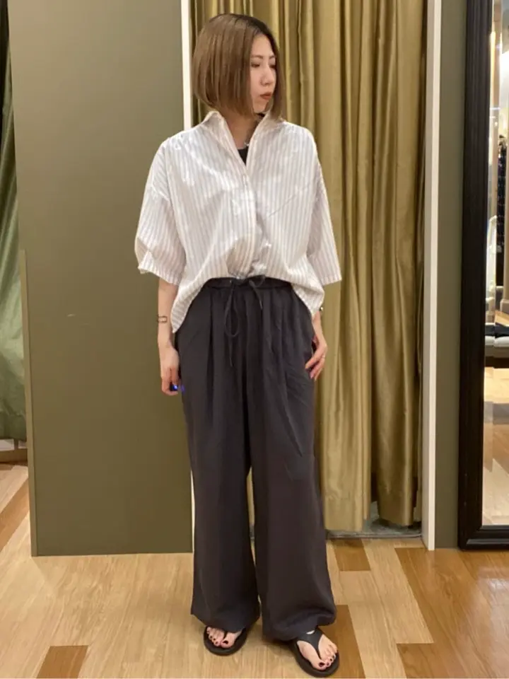 ≪USED≫接触冷感リネンブレンドタックワイドパンツ/AMERICAN