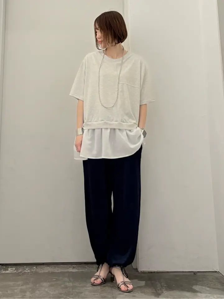 裾フリルドッキング5分袖プルオーバー/Green Parks（グリーン パークス