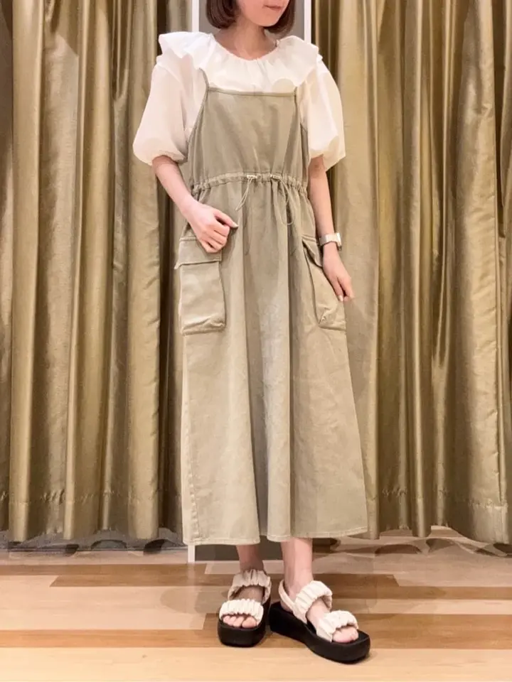 カーゴポケットピグメントキャミワンピース/Green Parks（グリーン