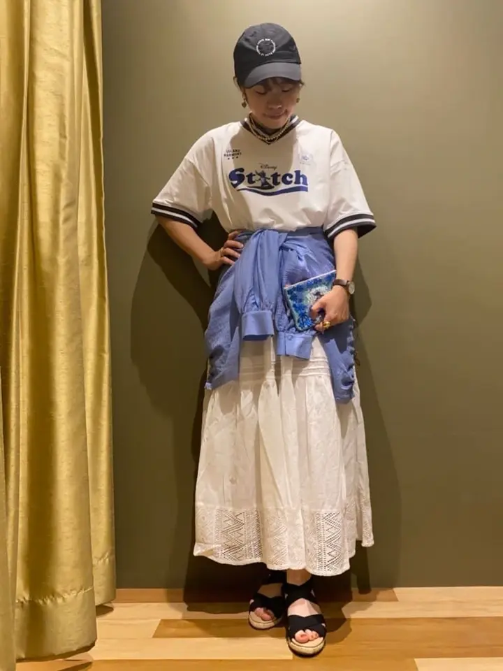 スティッチ/チャーム付きラメビニールポーチ/Green Parks（グリーン