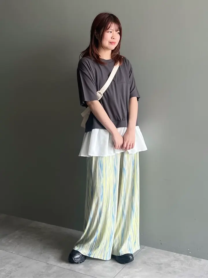 裾フリルドッキング5分袖プルオーバー/Green Parks（グリーン パークス