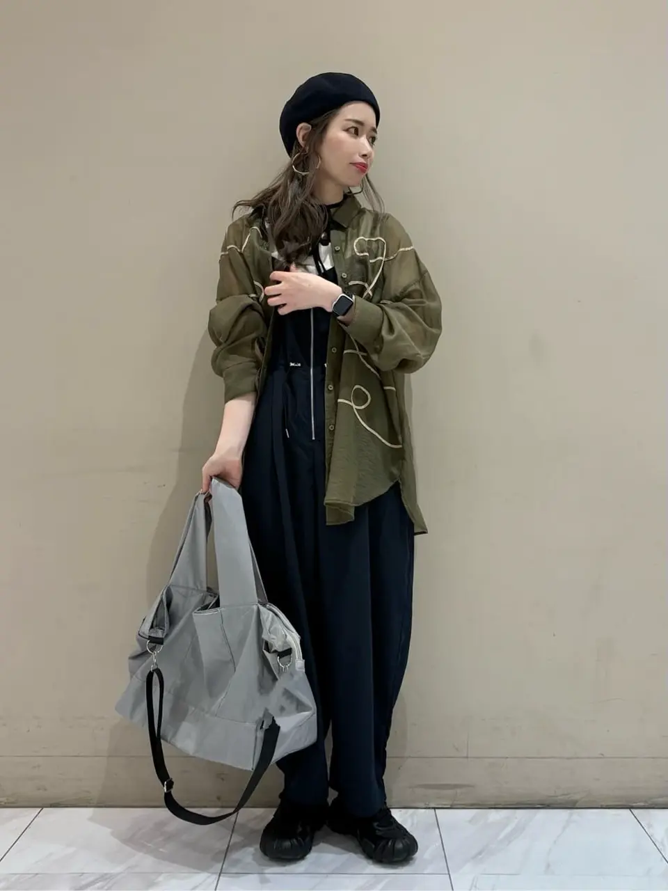 ZIP付きドロストコクーンサロペット/Green Parks（グリーン パークス