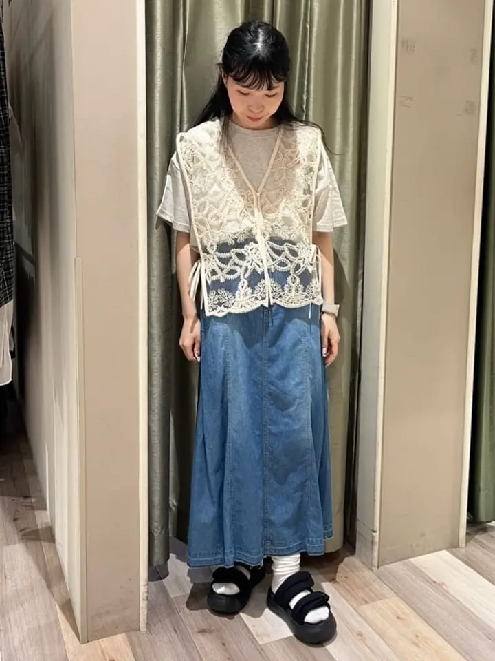 ライトデニムサイドタックスカート/Green Parks（グリーン パークス