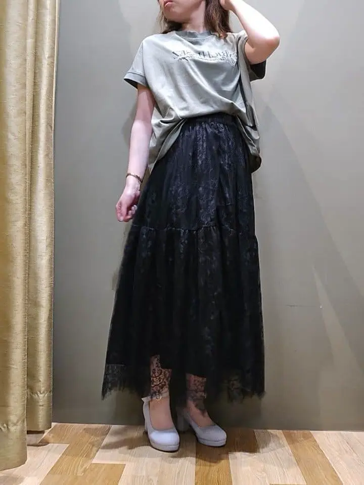 ELENCARE DUE レースティアードスカート/Green Parks（グリーン