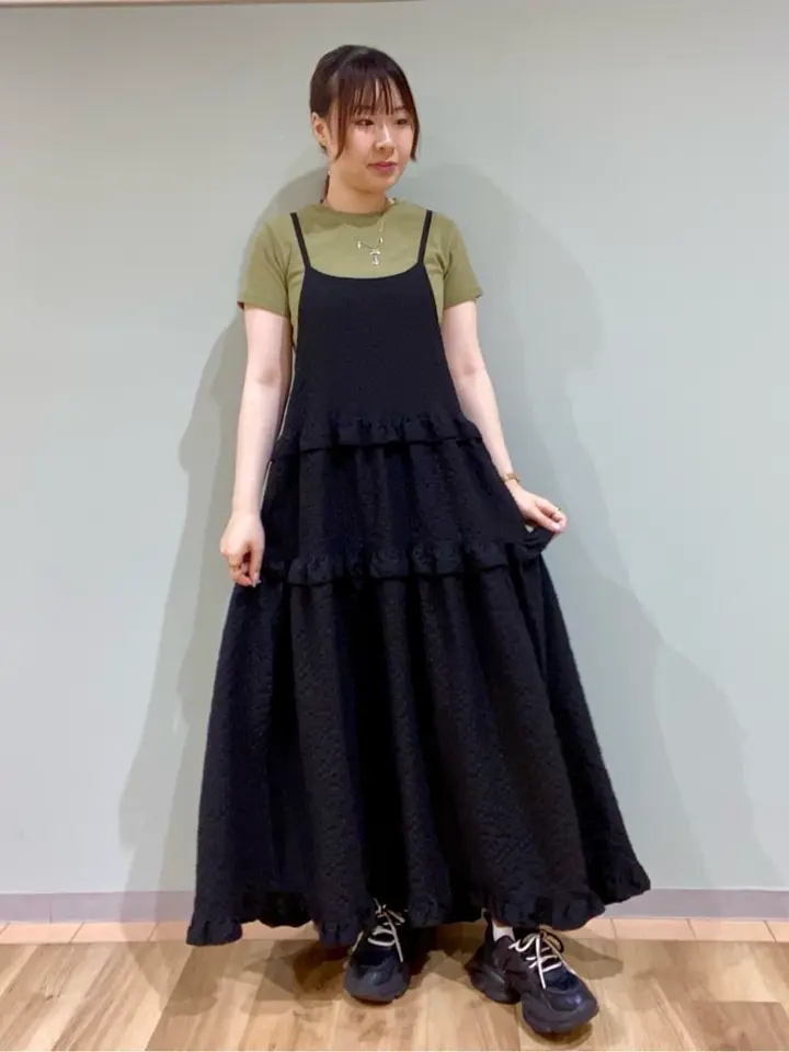 Petit Fleur フリルティアードキャミワンピ/Green Parks（グリーン