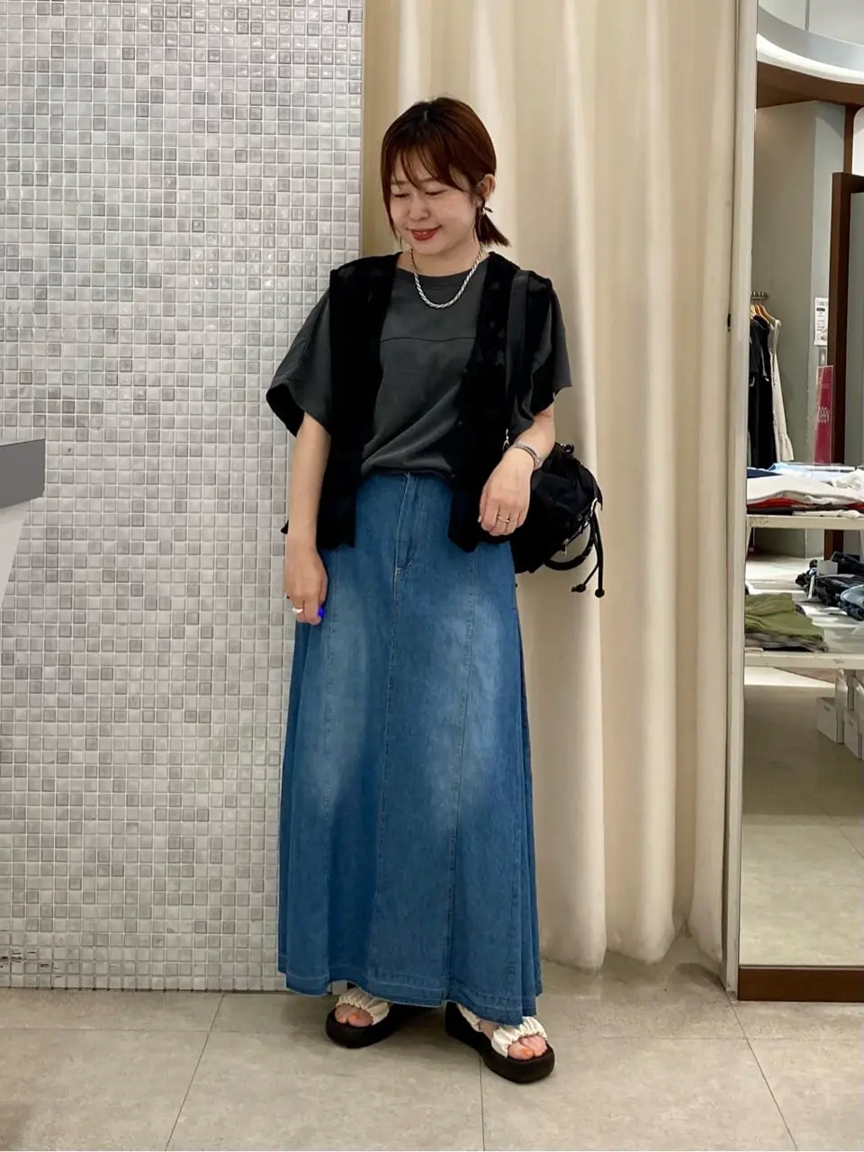 ライトデニムサイドタックスカート/Green Parks（グリーン パークス