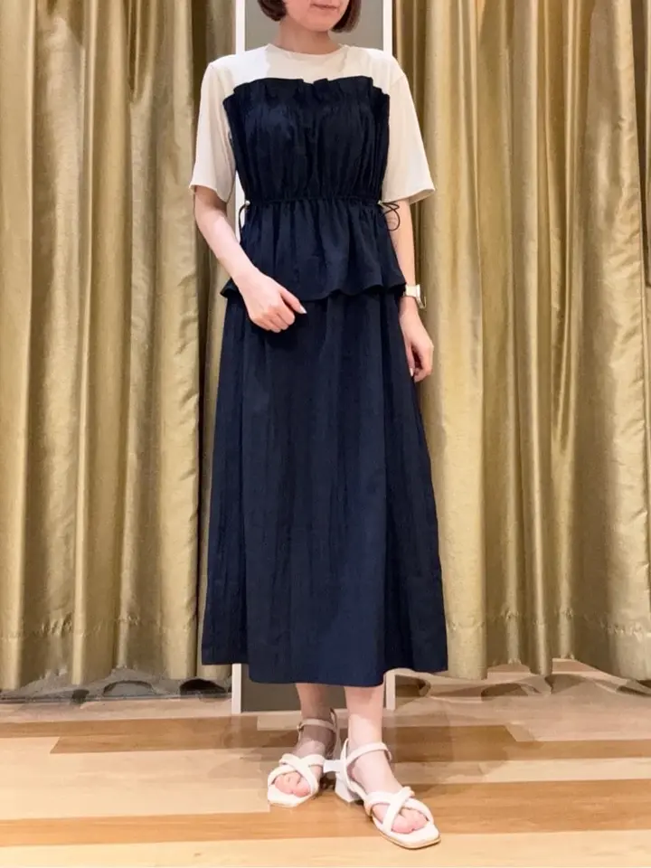 ラメリブペプラムドッキングワンピース/Green Parks（グリーン