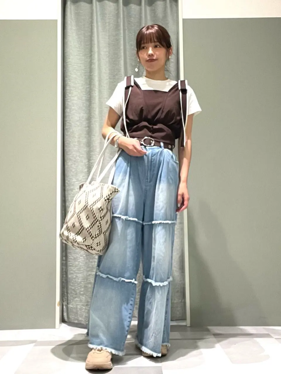 SUGAR SPOON ティアードデニムパンツ/Green Parks（グリーン パークス