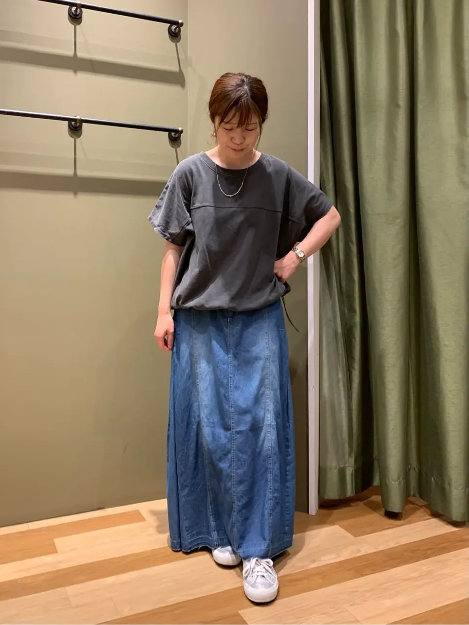 ライトデニムサイドタックスカート/Green Parks（グリーン パークス