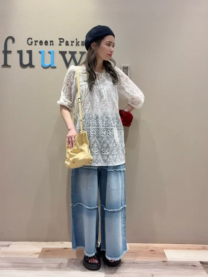 パフスリーブ楊柳刺繍チュニック/earth music&ecology（アース