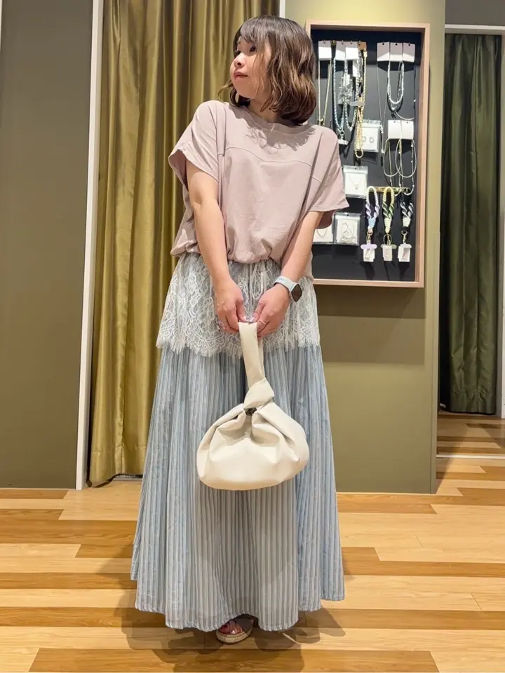 インド綿 ラウンド切替柄ギャザーボイルスカート/Green Parks