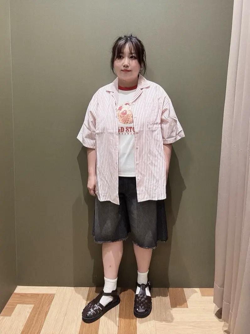 COLDSTONE/ストライプ開襟半袖シャツ/Green Parks（グリーン パークス