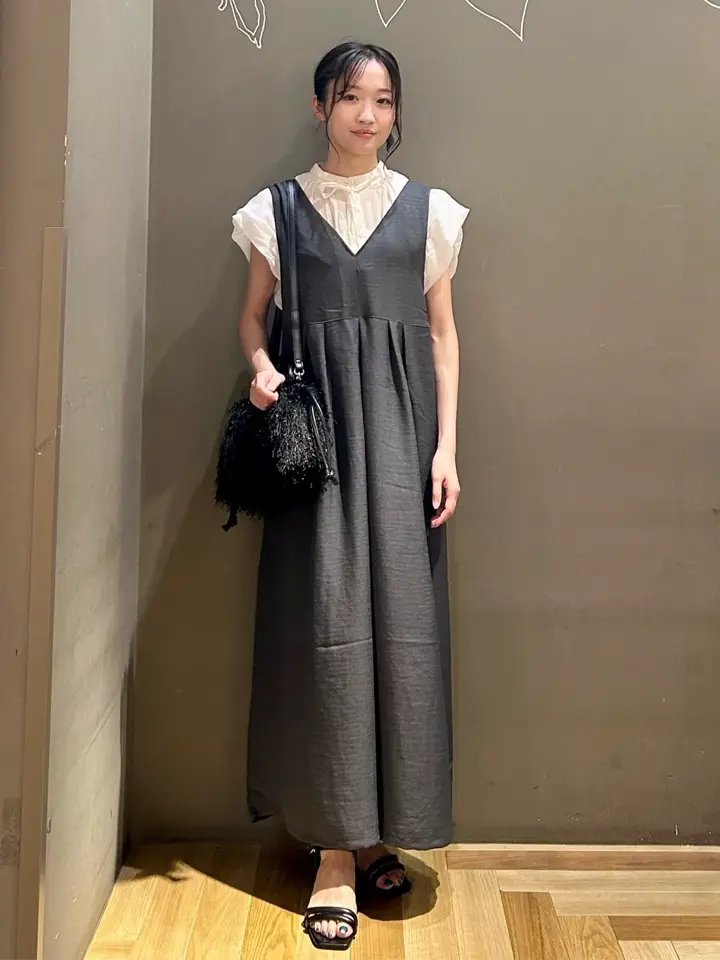 接触冷感麻調ゆったりサロペット/Green Parks（グリーン パークス）の