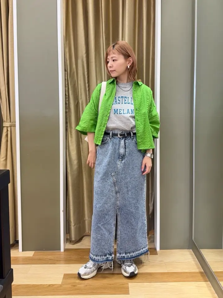 フロントスリットデニムロングスカート/Green Parks（グリーン