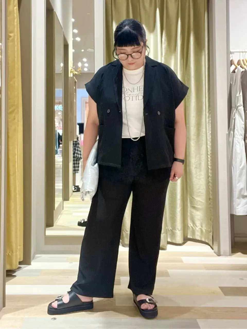 麻調合繊フレンチスリーブジャケット/Green Parks（グリーン パークス