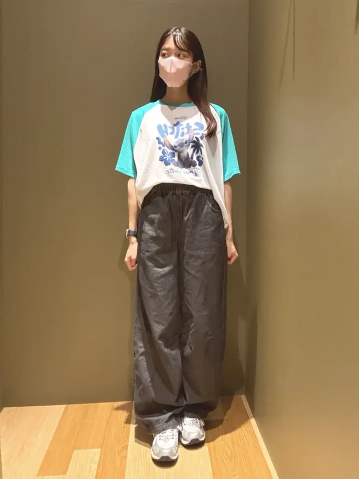 スティッチ/シアー半袖ラグランTシャツ/Green Parks（グリーン