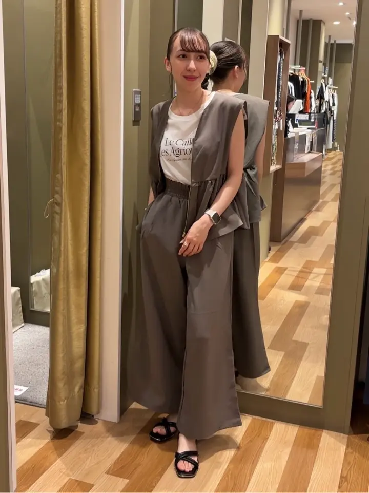 麻調ペプラムzipベスト/Green Parks（グリーン パークス）のベスト